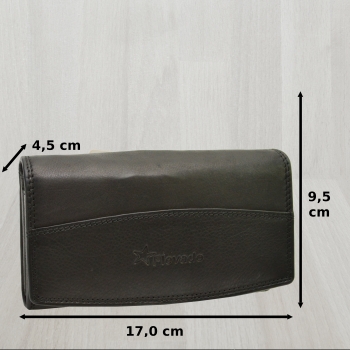 flevado Portemonnaie Schwarz Damen Leder Geldbörse Damenbrieftasche mit Klippfach RFID Schutz